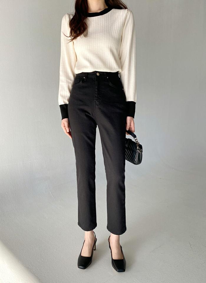 シークレットゴムストレートパンツ・t00137 レディース 【pt】ボトムス ロング ロングパンツ シークレットゴム ストレート ハイウエスト ベルトループ ロング丈 無地 単色 シンプル フェミニン カジュアル 秋 冬 春 韓国ファッション