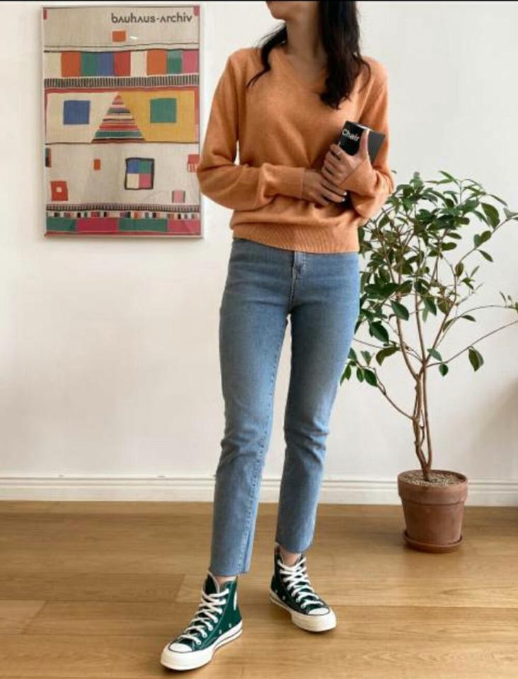 【マラソン特価】カシミヤ混Vネックメランジニット・p001812 レディース 【tops】トップス 長袖 単色 ニット 無地 シンプル ベーシック Vネック カシミヤ混 カラバリ メランジ 秋 冬 カジュアル かわいい 可愛い オレンジ 韓国ファッション MKT
