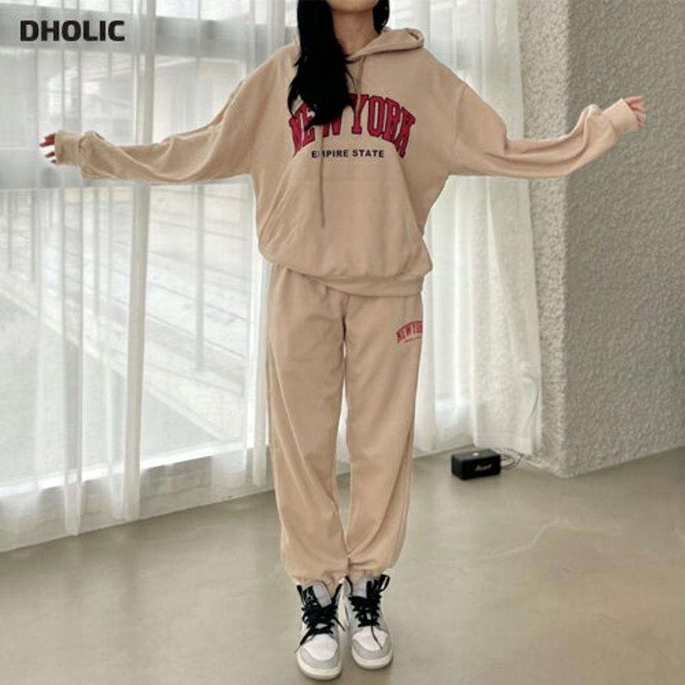 NEW YORKパーカー&ジョガーパンツSET・p001943 レディース 【pt】セットアップ セット setup トップス パーカー トレーナー 長袖 柄 模様 フード フーディ パンツ ロング丈 ジョガーパンツ 秋 冬 カジュアル ラフ 韓国ファッション MKT