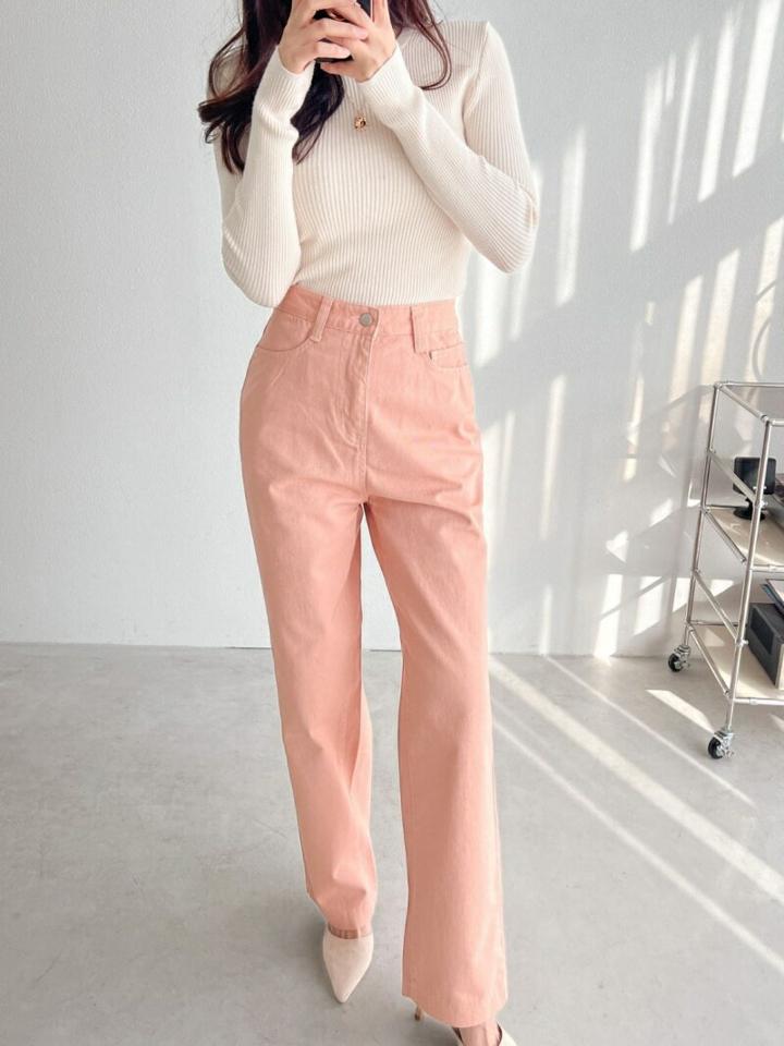 ワイドストレートコットンパンツ・p001899 レディース 【pt】パンツ ロング丈 単色 無地 シンプル ベーシック コットン 綿 ワイド ストレート カジュアル ラフ 春 夏 秋 冬 白 ホワイト 韓国ファッション MKT