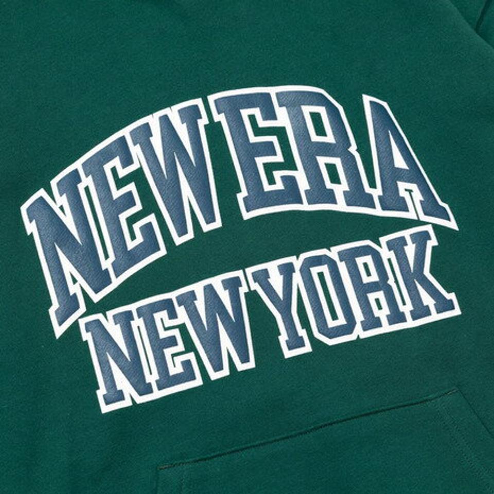 【10％OFFクーポン! 23日迄】ニューエラ（NEW ERA）（メンズ）裏毛 オーバーサイズド プルオーバーフーディー Classic College カレッジロゴ ダークグリーン 13330909