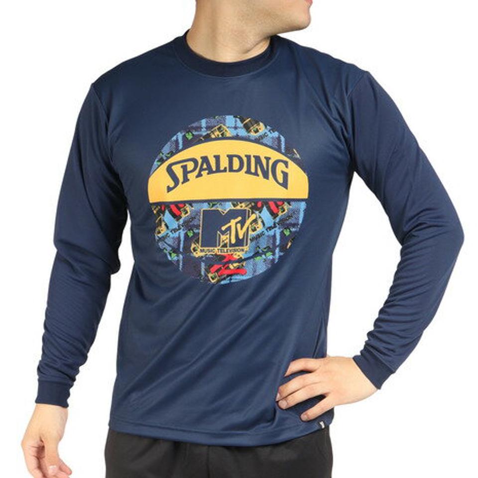 スポルディング（SPALDING）（メンズ）バスケットボールウェア ロンT 長袖Tシャツ MTV プレイド ボール SMT22152MNV