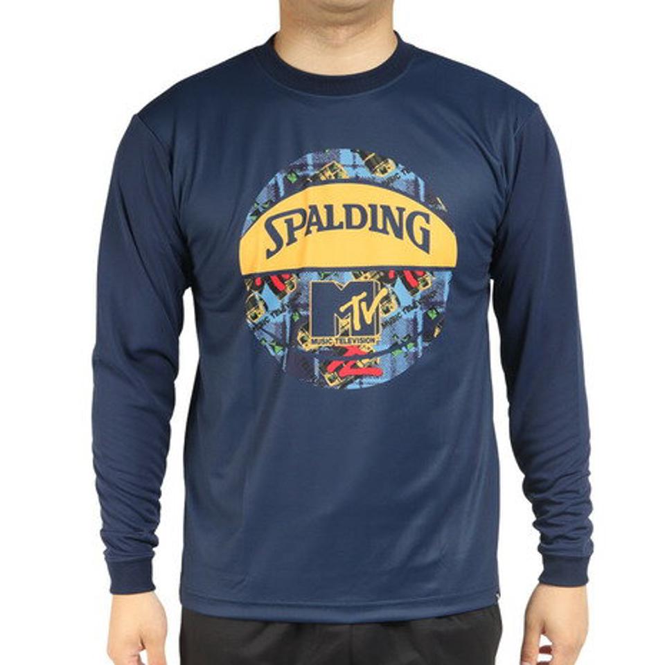 スポルディング（SPALDING）（メンズ）バスケットボールウェア ロンT 長袖Tシャツ MTV プレイド ボール SMT22152MNV