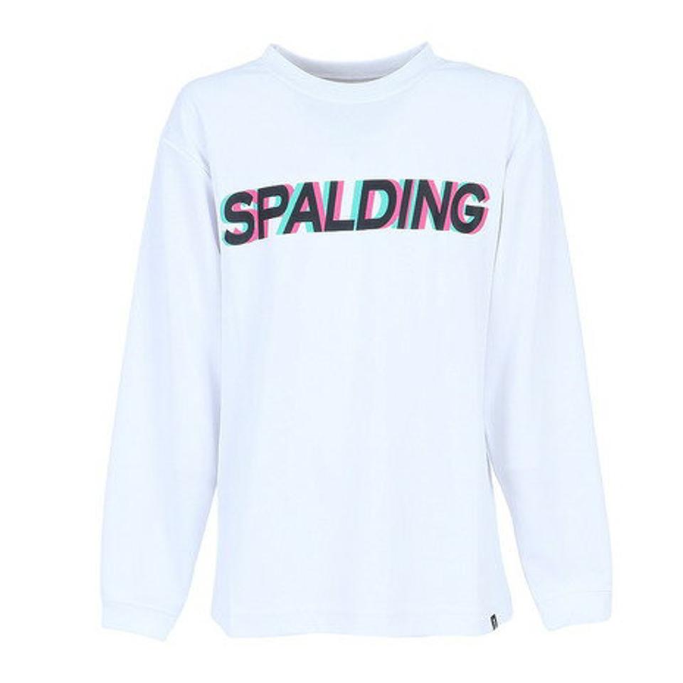 スポルディング（SPALDING）（キッズ）バスケットボールウェア UVカット ロンT ロングスリーブ Tシャツ レイヤーロゴ SJT22170WH