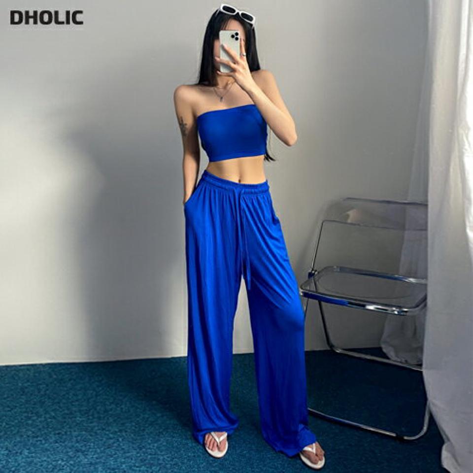 【マラソン特価】チューブトップ&ドロストパンツSET・p002143 レディース 【pt】セットアップ セット setup チューブトップ 単色 無地 シンプル ベーシック スリム 細身 タイト パンツ ロング丈 ドロスト ウエストゴム 秋 冬 カジュアル 韓国ファッション MKT セール