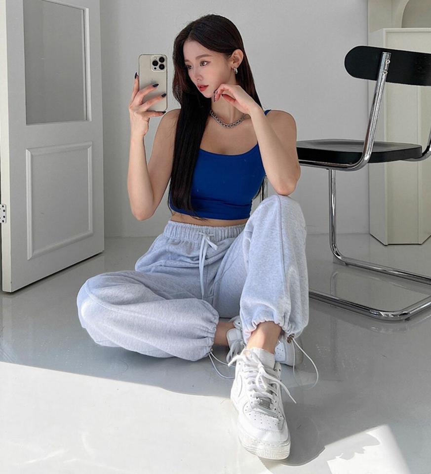 【マラソン特価】2WAYセンタープレススウェットパンツ・p002037 レディース 【pt】 韓国ファッション ボトムス パンツ スウェットパンツ ジョガー ロング丈 ストリング ハイウエスト 2WAY センタープレス ウエストゴム ワイド 無地 ストリート カジュアル MKT