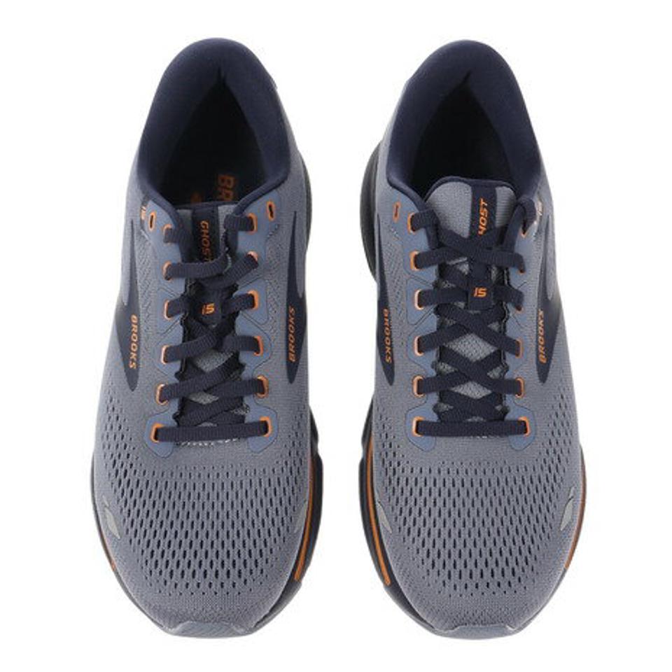 ブルックス（BROOKS）（メンズ）ランニングシューズ ゴースト15 ワイド グレー オレンジ BRM3934 DGRY スニーカー ジョキング スポーツ タウンユース 部活