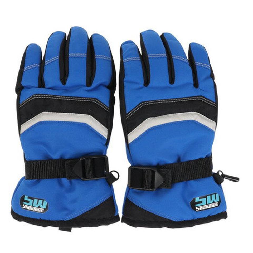 スノーウェイブ（SNOW WABE）（キッズ）スキー スノーボード スノボ 防寒 ボーイズ 五指グローブ 22SW002B BLU グリップ 滑りにくい