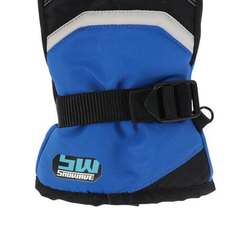 スノーウェイブ（SNOW WABE）（キッズ）スキー スノーボード スノボ 防寒 ボーイズ 五指グローブ 22SW002B BLU グリップ 滑りにくい