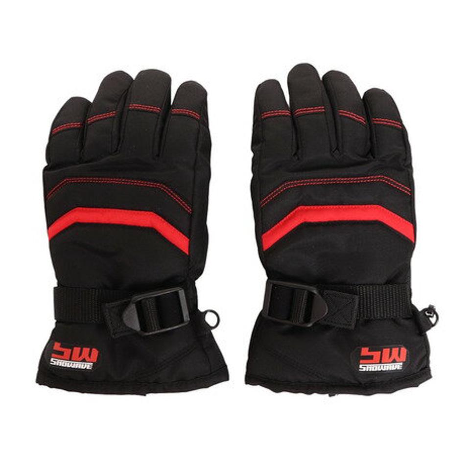 スノーウェイブ（SNOW WABE）（キッズ）スキー スノーボード スノボ 防寒 ボーイズ 五指グローブ 22SW002B BLK グリップ 滑りにくい
