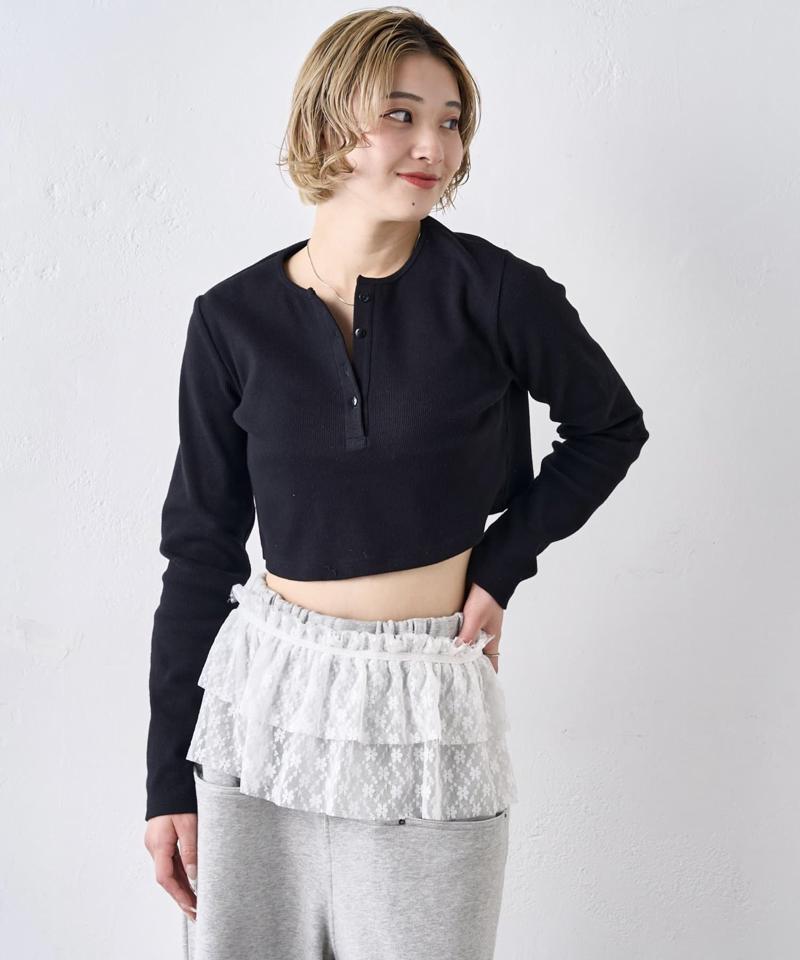 【WEB限定】ヘンリーネックショートトップス