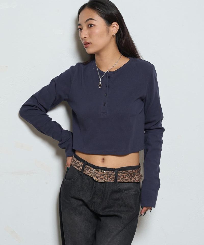 【WEB限定】ヘンリーネックショートトップス