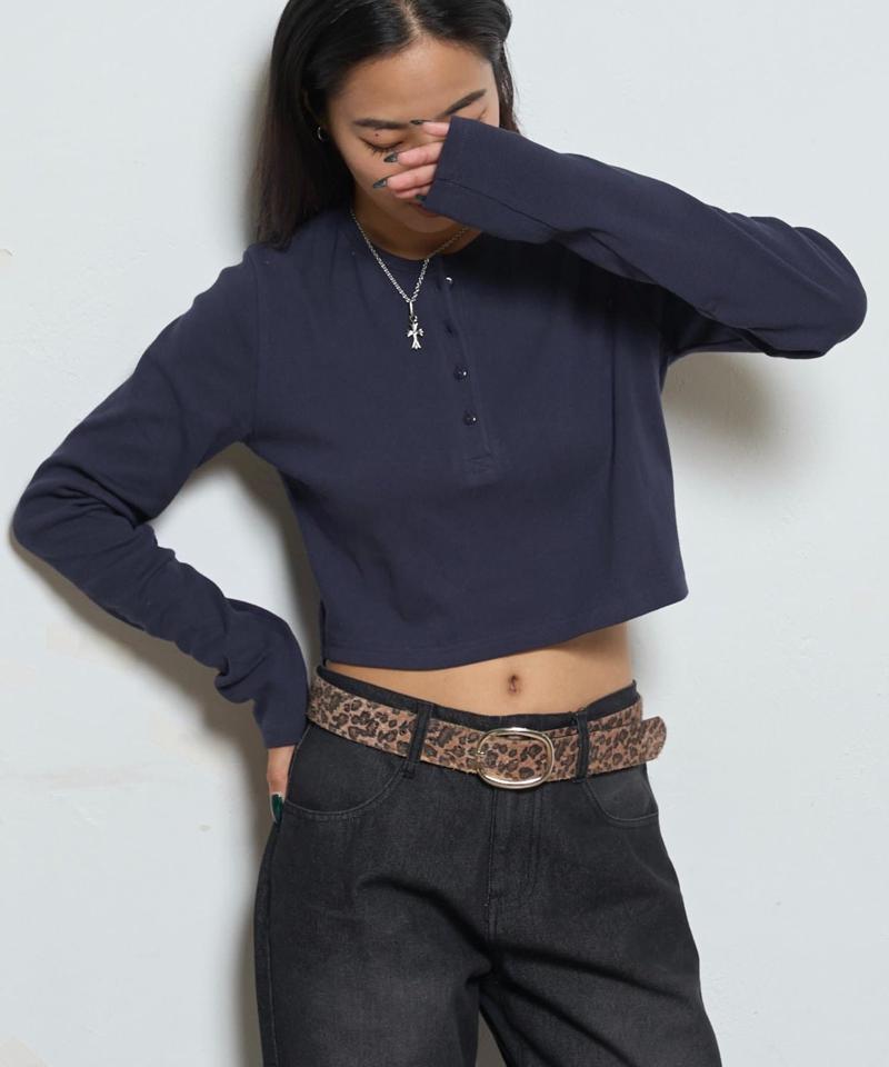 【WEB限定】ヘンリーネックショートトップス