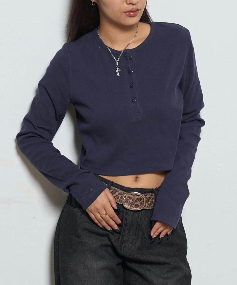 【WEB限定】ヘンリーネックショートトップス