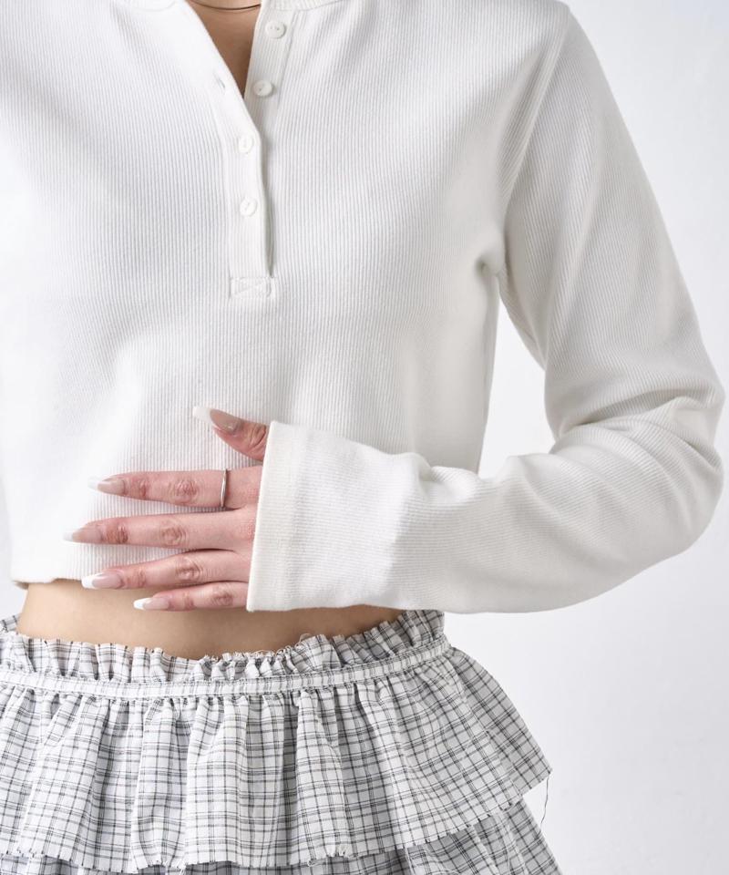 【WEB限定】ヘンリーネックショートトップス