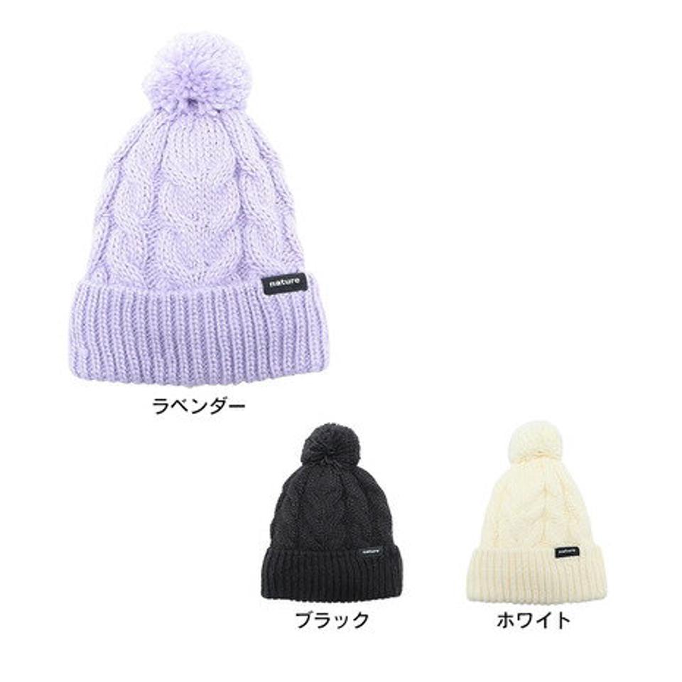 エーアールビーエヌ（ARBN）（キッズ）ジュニア 帽子 ニット帽 ポンポン ラベンダー NATURE ニットキャップ AB33WC1393 防寒 雪あそび