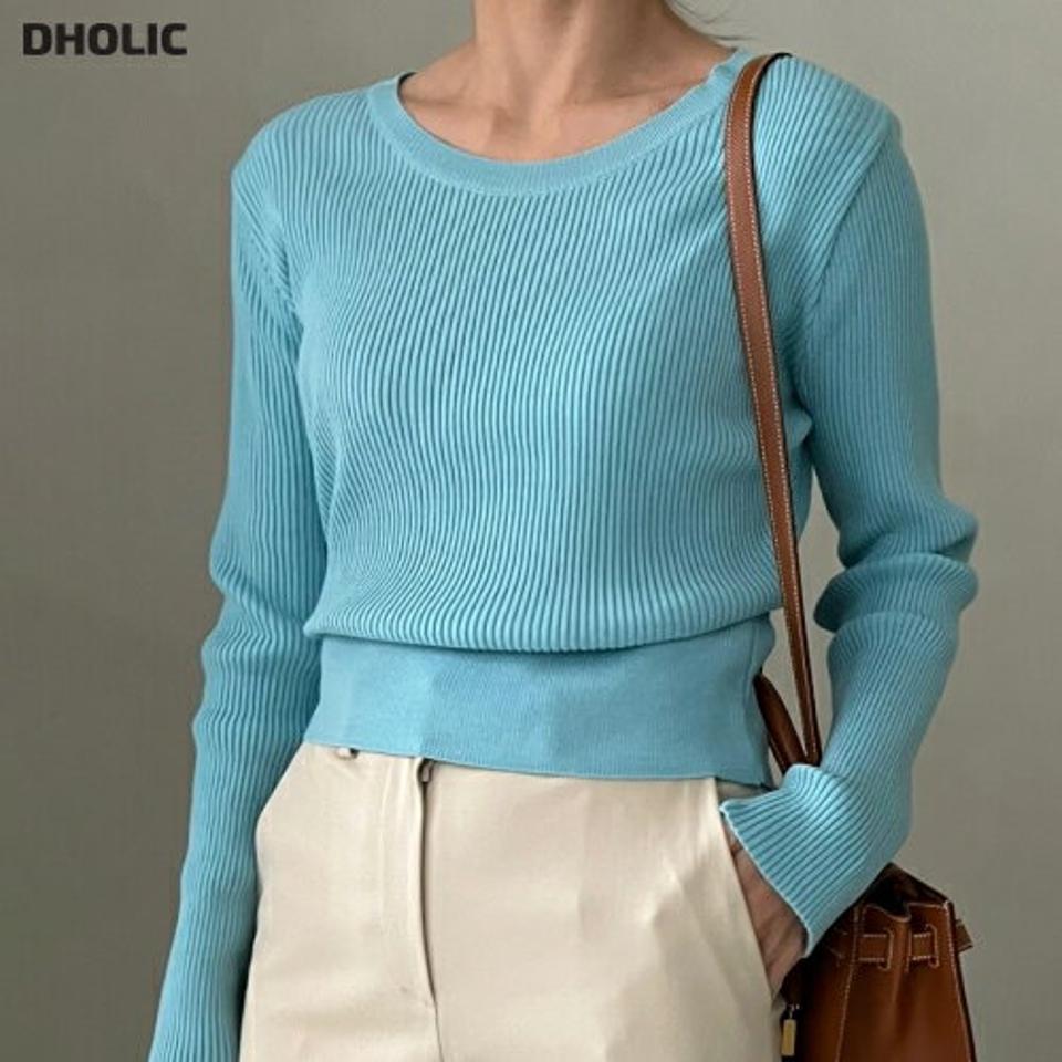 Uネッククロップドリブニット・p002200 レディース 【tops】トップス ニット 長袖 単色 無地 シンプル ベーシック リブ Uネック 鎖骨 デコルテ スリム 細身 タイト 秋 冬 カジュアル ラフ 韓国ファッション MKT