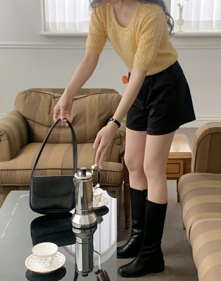 【マラソン特価】ケーブルUネック半袖ニット・p001807 レディース 【tops】トップス ニット 半袖 単色 ケーブル編み ケーブルニット Uネック 鎖骨 デコルテ 春 夏 サマーニット カジュアル ラフ かわいい 可愛い キュート 韓国ファッション MKT