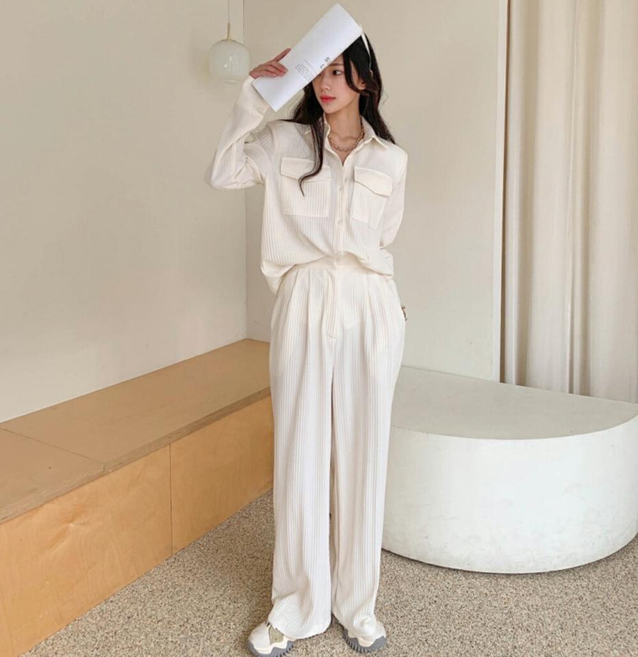 バックゴムプリーツタックパンツ・p002106 レディース 【pt】パンツ ロング丈 ワイド 単色 無地 シンプル ベーシック バックゴム プリーツ タック 春 夏 秋 冬 フルレングス カジュアル ラフ かわいい 可愛い 韓国ファッション MKT