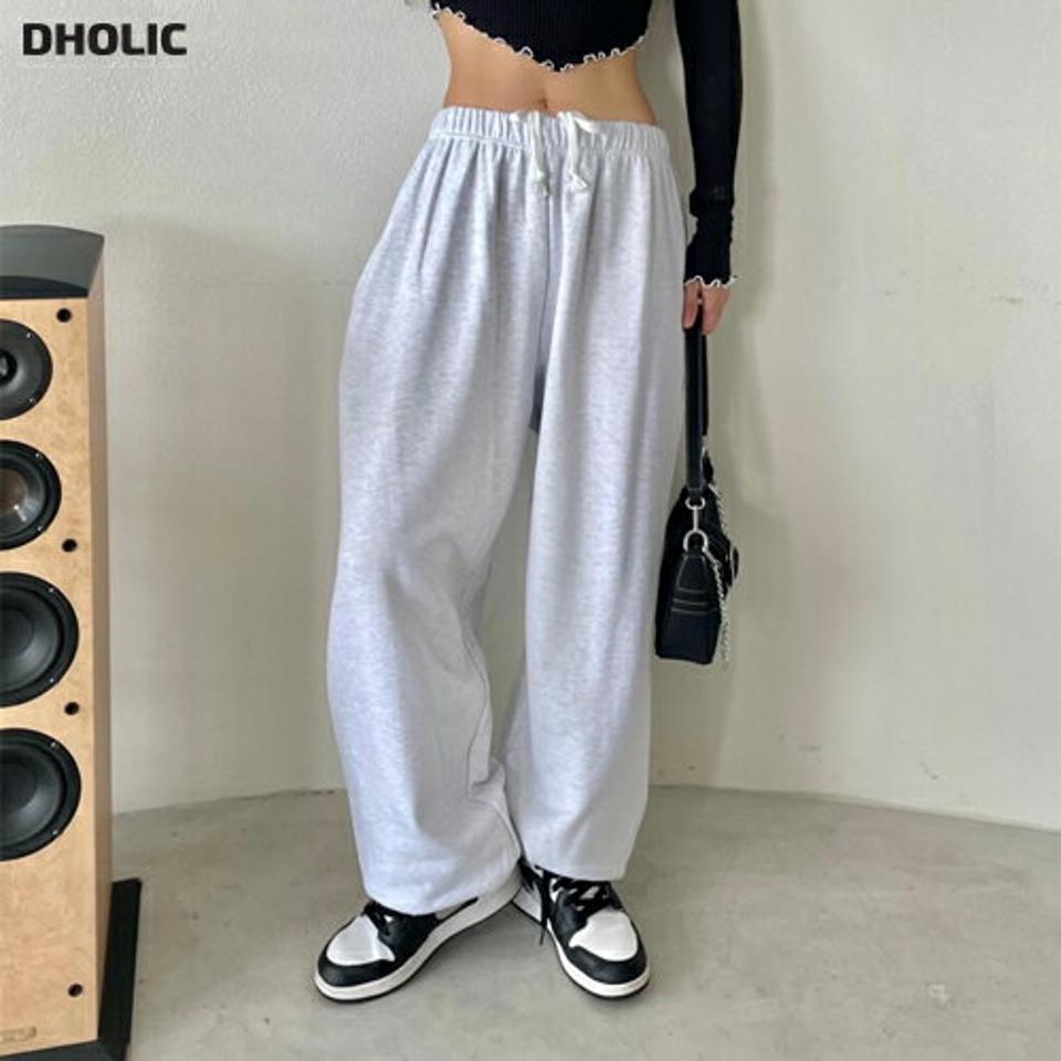 ワイドスウェットジョガーパンツ・p002312 レディース 【pt】 韓国ファッション ボトムス パンツ スウェットパンツ ジョガーパンツ ジョガー ロング丈 9分丈 ストリング ワイド ゆったり 無地 シンプル ベーシック デイリー カジュアル MKT