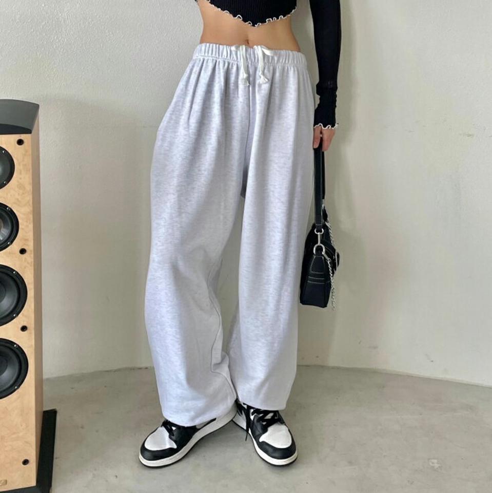 ワイドスウェットジョガーパンツ・p002312 レディース 【pt】 韓国ファッション ボトムス パンツ スウェットパンツ ジョガーパンツ ジョガー ロング丈 9分丈 ストリング ワイド ゆったり 無地 シンプル ベーシック デイリー カジュアル MKT