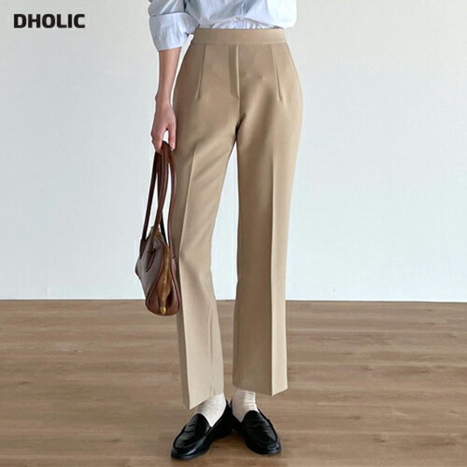 サイドジップストレートスラックス・t00175 レディース 【pt】ボトムス ロング ロングパンツ スラックス スリム ストレート センタープレス ハイウエスト ロング丈 無地 単色 シンプル フェミニン カジュアル 秋 冬 春 韓国ファッション