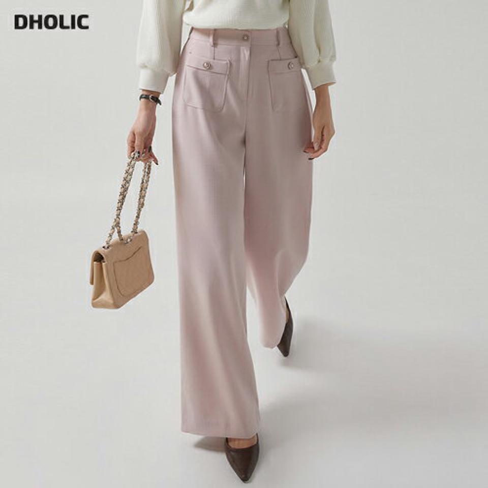 ツイードボタンポケットパンツ・t00406 レディース 【pt】ボトムス ロング ロングパンツ スラックス ツイード ダーツ ハイウエスト フルレングス ストレート ロング丈 シンプル フェミニン カジュアル 秋 冬 春 韓国ファッション