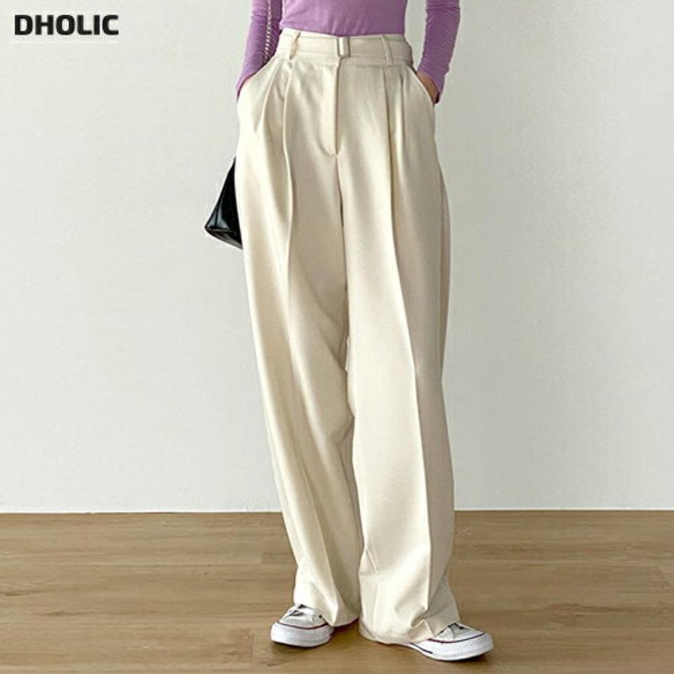 ベルト付タックワイドスラックス・t00336 レディース 【pt】ボトムス ロング ロングパンツ スラックス センタープレス ツータック ワイド ストレート ハイウエスト ロング丈 無地 単色 シンプル フェミニン カジュアル 秋 冬 春 韓国ファッション