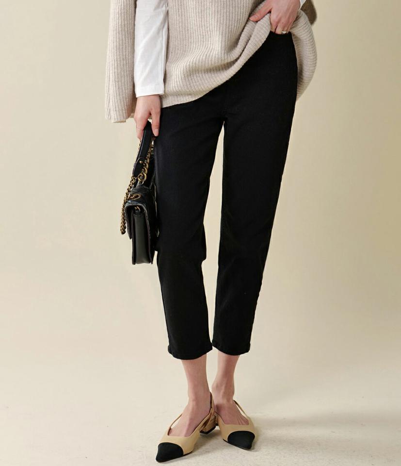 タイトクロップドパンツ・t00131 レディース 【pt】ボトムス ロング ロングパンツ タイト ストレート クロップド丈 ハイウエスト ベルトループ 無地 単色 ベーシック シンプル フェミニン カジュアル 秋 冬 春 韓国ファッション