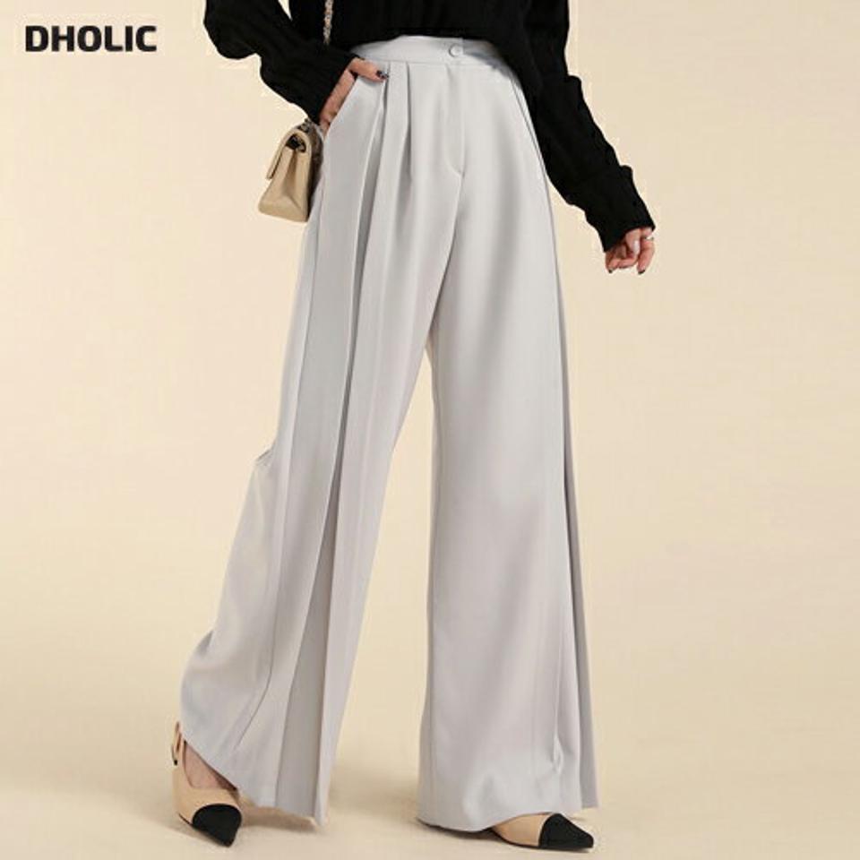 ディープタックワイドスラックス・t71805 レディース 【pt】ボトムス ロング ロングパンツ スラックス ツータック ハイウエスト ワイド ストレート フルレングス ロング丈 無地 単色 シンプル フェミニン カジュアル 秋 冬 春 韓国ファッション