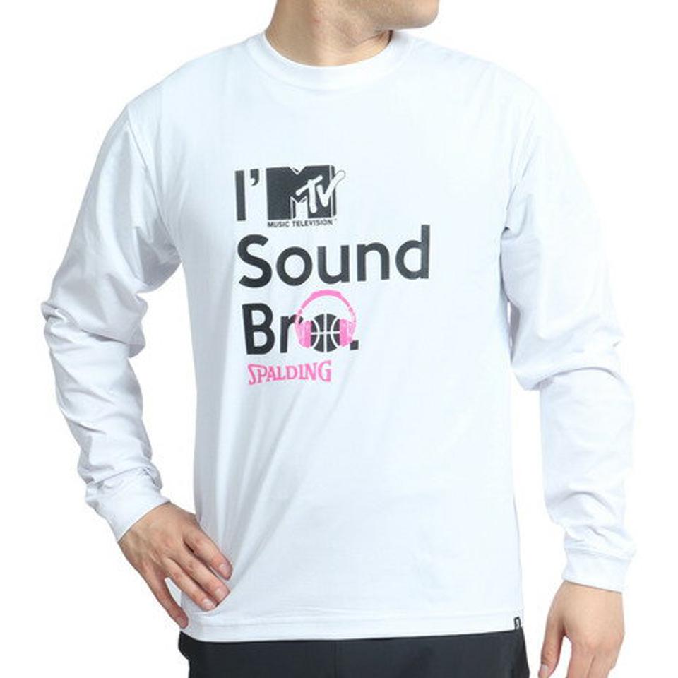 スポルディング（SPALDING）（メンズ）バスケットボールウェア UVカット ロンT 長袖Tシャツ MTV ヘッドフォン スムースドライ SMT22151MWH 速乾