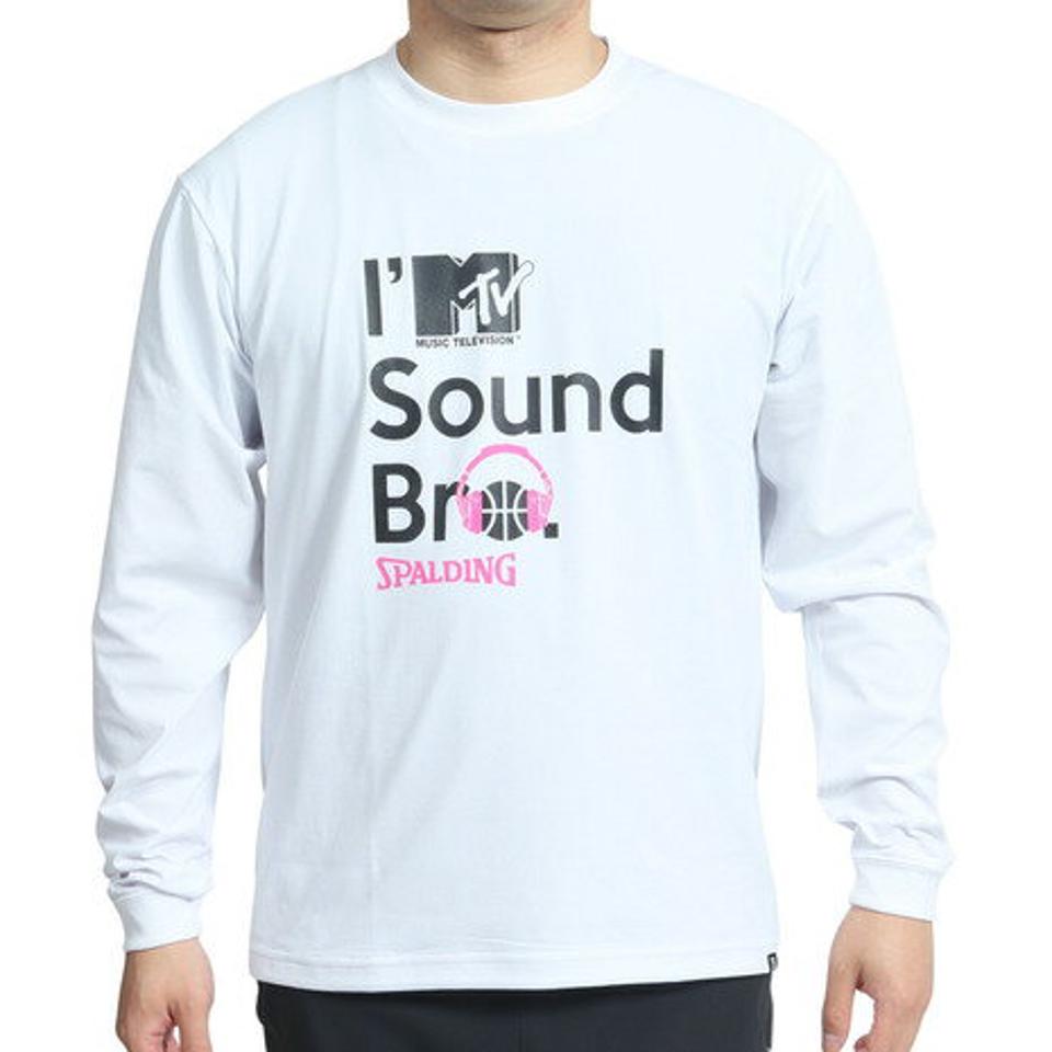 スポルディング（SPALDING）（メンズ）バスケットボールウェア UVカット ロンT 長袖Tシャツ MTV ヘッドフォン スムースドライ SMT22151MWH 速乾