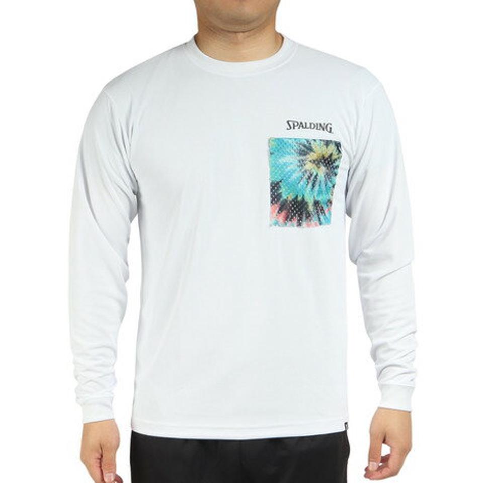 【10%OFFクーポン 3/23まで】スポルディング（SPALDING）（メンズ）バスケットボールウェア ロンT ロングスリーブTシャツ スパイラルダイ ポケット SMT22105WH