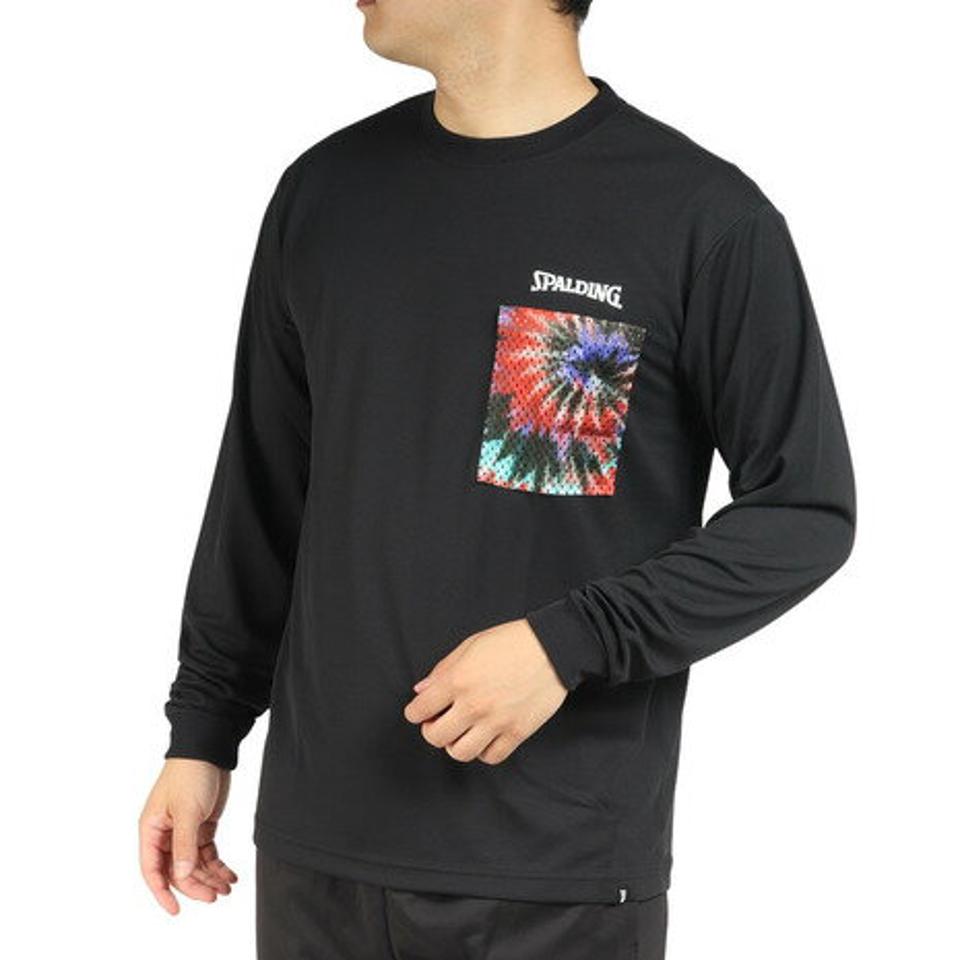 【10%OFFクーポン 3/23まで】スポルディング（SPALDING）（メンズ）バスケットボールウェア ロンT 長袖Tシャツ スパイラルダイ ポケット SMT22105