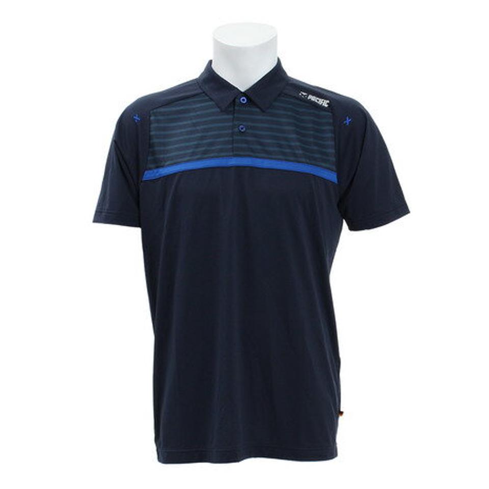 パシフィック(PACIFIC)(メンズ)テニス ドライプラス CAゲームポロボーダー PT19SM404 NVY