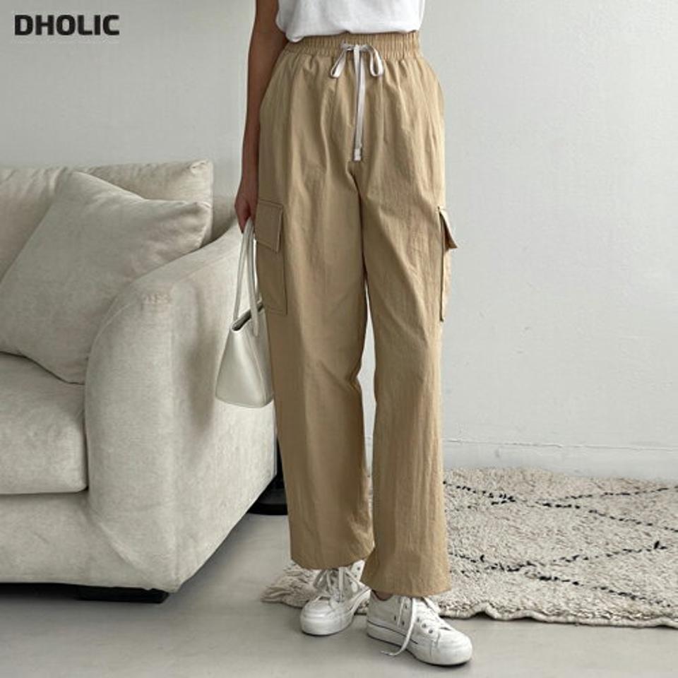 ドロストワイドカーゴパンツ・p002560 レディース 【pt】パンツ ロング丈 単色 無地 シンプル ベーシック カーゴ ドロスト ウエストゴム カジュアル ラフ 春 夏 秋 冬 楽ちん 韓国ファッション MKT