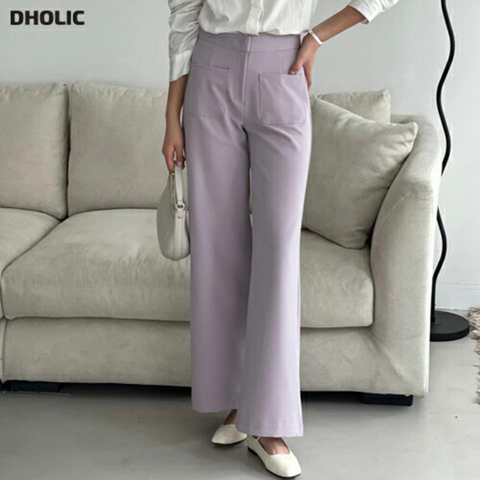 アウトポケットフレアスラックス・p002561 レディース 【pt】パンツ ロング丈 単色 無地 シンプル ベーシック フレア スラックス パステル 春 夏 秋 冬 オフィスカジュアル 大人 OL きれいめ 韓国ファッション MKT