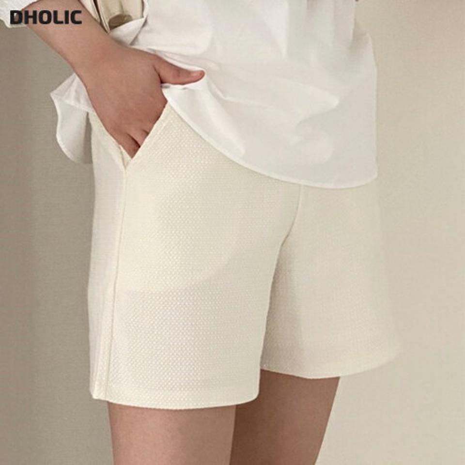 バックゴムツイードショートパンツ・p002580 レディース 【pt】パンツ ハーフ丈 単色 無地 シンプル ベーシック 短パン ズボン ショーパン ウエストゴム 楽ちん レーヨン混 春 夏 秋 カジュアル ラフ 韓国ファッション MKT