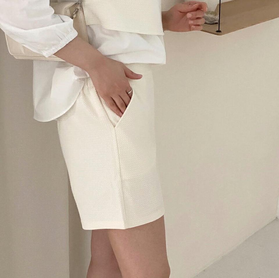 バックゴムツイードショートパンツ・p002580 レディース 【pt】パンツ ハーフ丈 単色 無地 シンプル ベーシック 短パン ズボン ショーパン ウエストゴム 楽ちん レーヨン混 春 夏 秋 カジュアル ラフ 韓国ファッション MKT