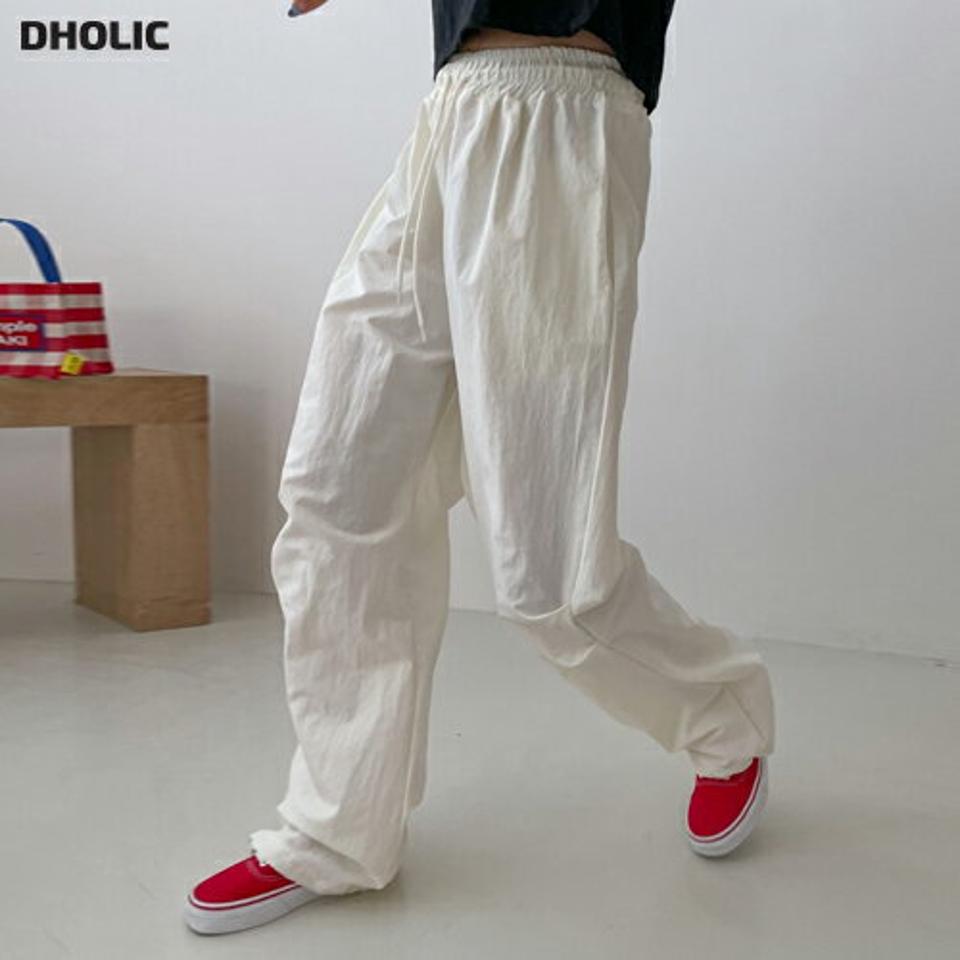 2WAYストリングナイロンパンツ・p002492 レディース 【pt】パンツ ロング丈 ストリング ウエストゴム 楽ちん 単色 無地 シンプル ベーシック ワイド ストレート ジョガーパンツ 春 夏 秋 冬 カジュアル ラフ 韓国ファッション MKT