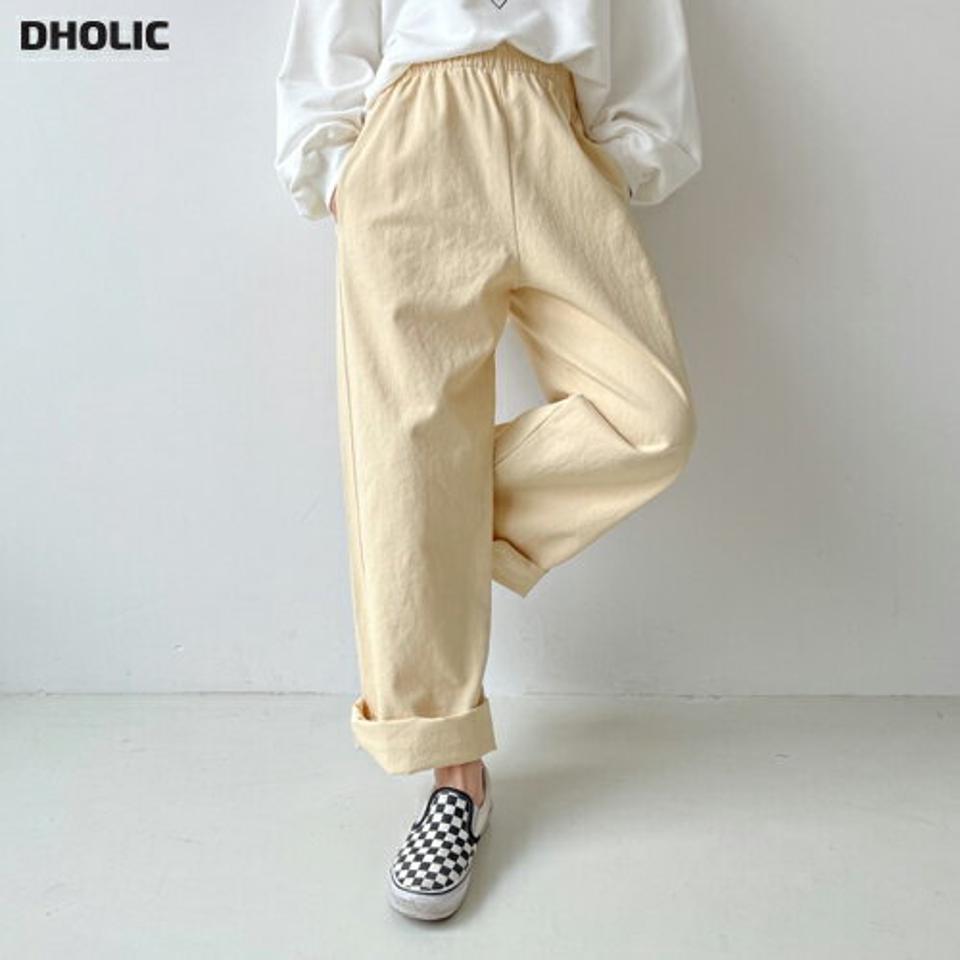 ハイウエストイージーワイドパンツ・p002485 レディース 【pt】パンツ ロング丈 単色 無地 シンプル ベーシック ハイウエスト ウエストゴム イージー ワイド パステル 春 夏 秋 冬 カラーパンツ カジュアル ラフ 韓国ファッション MKT