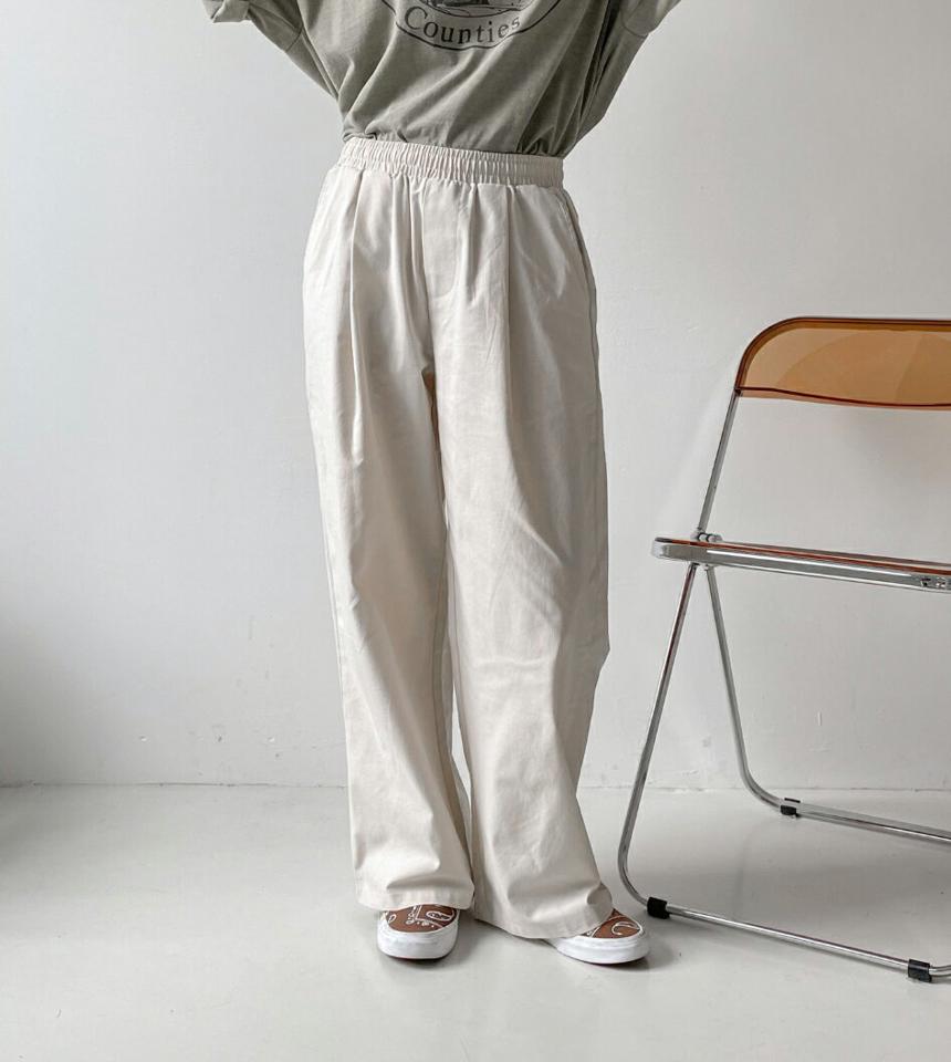 ハイウエストイージーワイドパンツ・p002485 レディース 【pt】パンツ ロング丈 単色 無地 シンプル ベーシック ハイウエスト ウエストゴム イージー ワイド パステル 春 夏 秋 冬 カラーパンツ カジュアル ラフ 韓国ファッション MKT