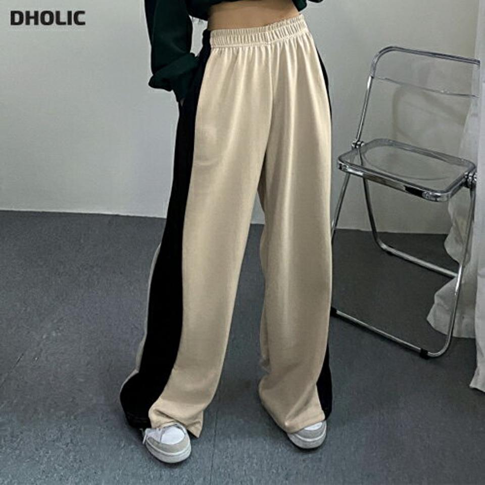 配色ワイドスウェットパンツ・p002587 レディース 【pt】パンツ ロング丈 柄 模様 配色 ワイド スウェット トレーナー 春 夏 秋 冬 バイカラー ゆったり 楽ちん カジュアル ラフ スポーティ スポーツ ウエストゴム ルーズ 韓国ファッション MKT