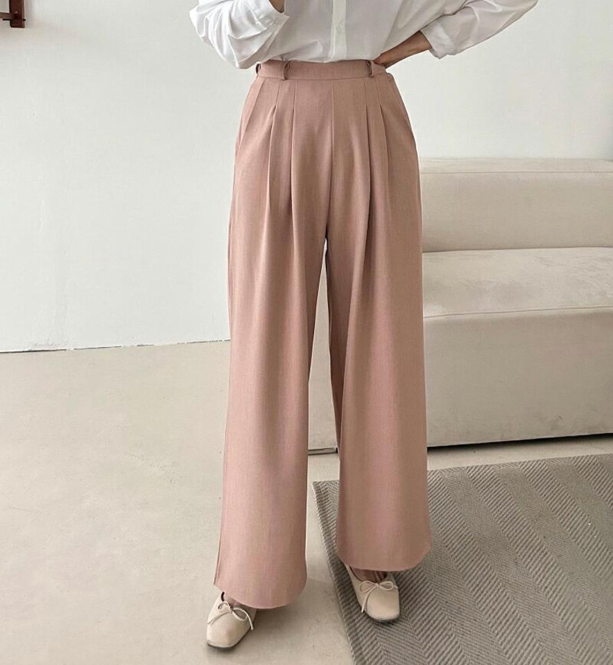 【マラソン特価】ツータックワイドスラックス・p002534 レディース 【pt】パンツ ロング丈 単色 無地 シンプル ベーシック スラックス ツータック ワイド フルレングス ハイウエスト 秋 冬 オフィスカジュアル 大人 OL 韓国ファッション MKT