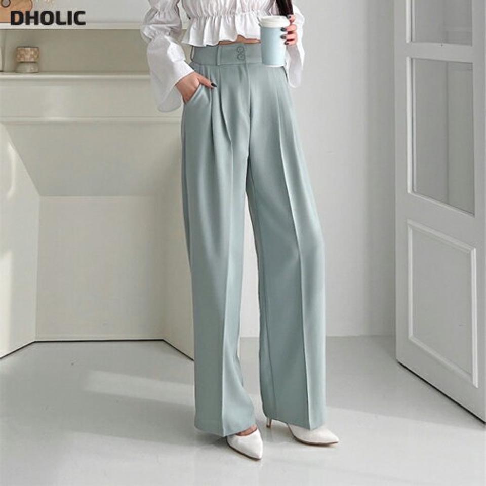タックくるみツーボタンスラックス・p002361 レディース 【pt】スラックス パンツ ロング丈 単色 無地 シンプル ベーシック パステル タック ストレート ワイド スラックス 秋 冬 春 フェミニン かわいい 可愛い オフィス 韓国ファッション MKT