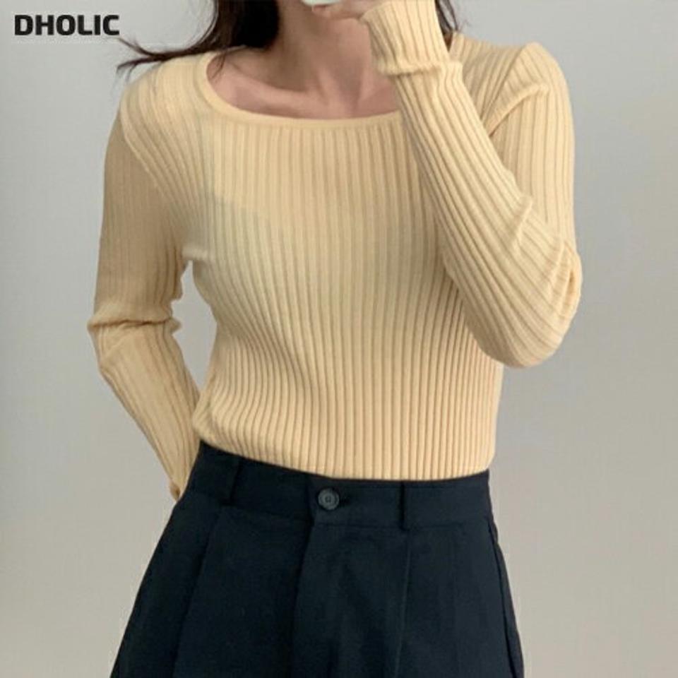 ワイドネックリブ長袖ニット・p002508 レディース 【tops】トップス ニット 長袖 単色 無地 シンプル ベーシック リブ ワイドネック 鎖骨 デコルテ パステル カラバリ 秋 冬 かわいい 可愛い キュート 韓国ファッション MKT
