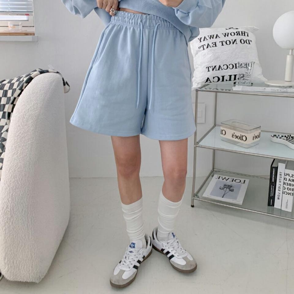 ドロストスウェットハーフパンツ・p002488 レディース 【pt】パンツ ショート丈 ショートパンツ ハーフパンツ 短パン 単色 無地 シンプル ベーシック ドロスト スウェット トレーナー 春 夏 カジュアル ラフ 楽ちん 韓国ファッション MKT