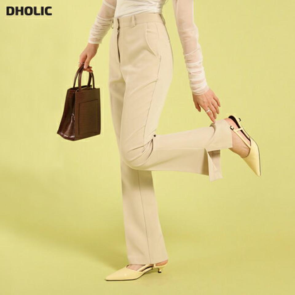 スリットフレアスラックス・t71842 レディース 【pt】ボトムス ロング ロングパンツ スラックス スリム フレア ハイウエスト センタープレス スリット ロング丈 無地 単色 シンプル フェミニン カジュアル 秋 冬 春 韓国ファッション