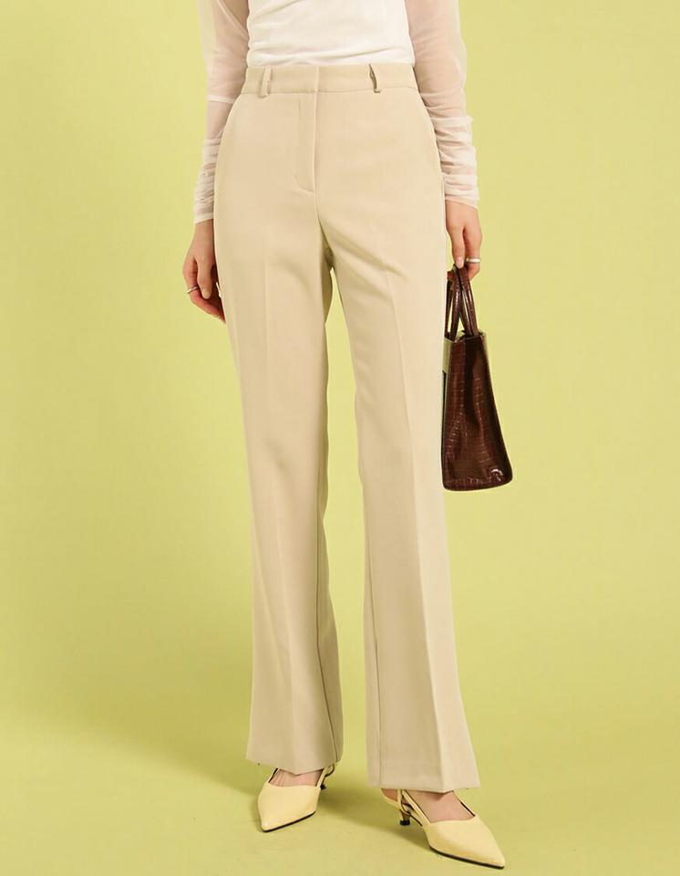 スリットフレアスラックス・t71842 レディース 【pt】ボトムス ロング ロングパンツ スラックス スリム フレア ハイウエスト センタープレス スリット ロング丈 無地 単色 シンプル フェミニン カジュアル 秋 冬 春 韓国ファッション