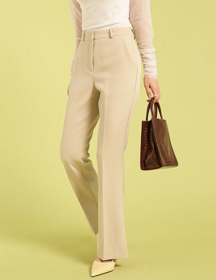 スリットフレアスラックス・t71842 レディース 【pt】ボトムス ロング ロングパンツ スラックス スリム フレア ハイウエスト センタープレス スリット ロング丈 無地 単色 シンプル フェミニン カジュアル 秋 冬 春 韓国ファッション